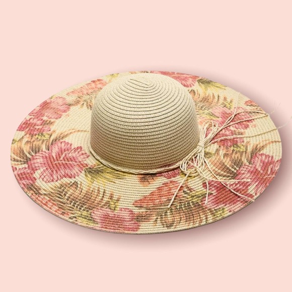 Unique Cottagecore Floral Beige Floppy Sun Hat Tropical - Picture 3 of 8